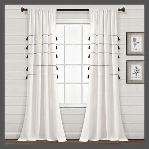 Open Box - Lush Decor - Set of 2 (95"x42") Farmhouse Boho Striped Woven Ta Ivory